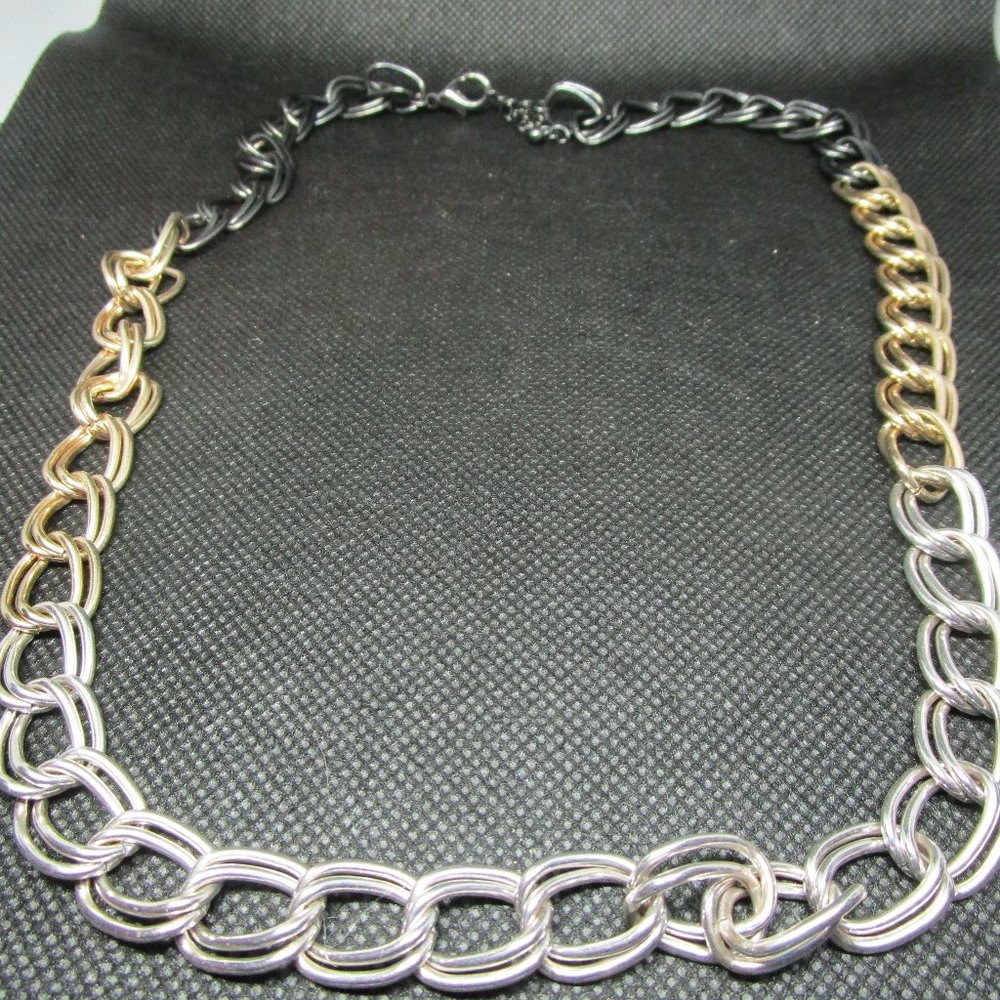 Thick Silver, Gold, Gray Chain Necklace